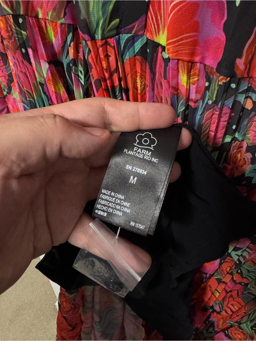 032 FARM RIO Anthropologie Women's Floral Pleated Drop-Waist Maxi Dress, Medium - Picture 7 of 11